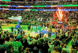 The Dallas Mavericks on the court.