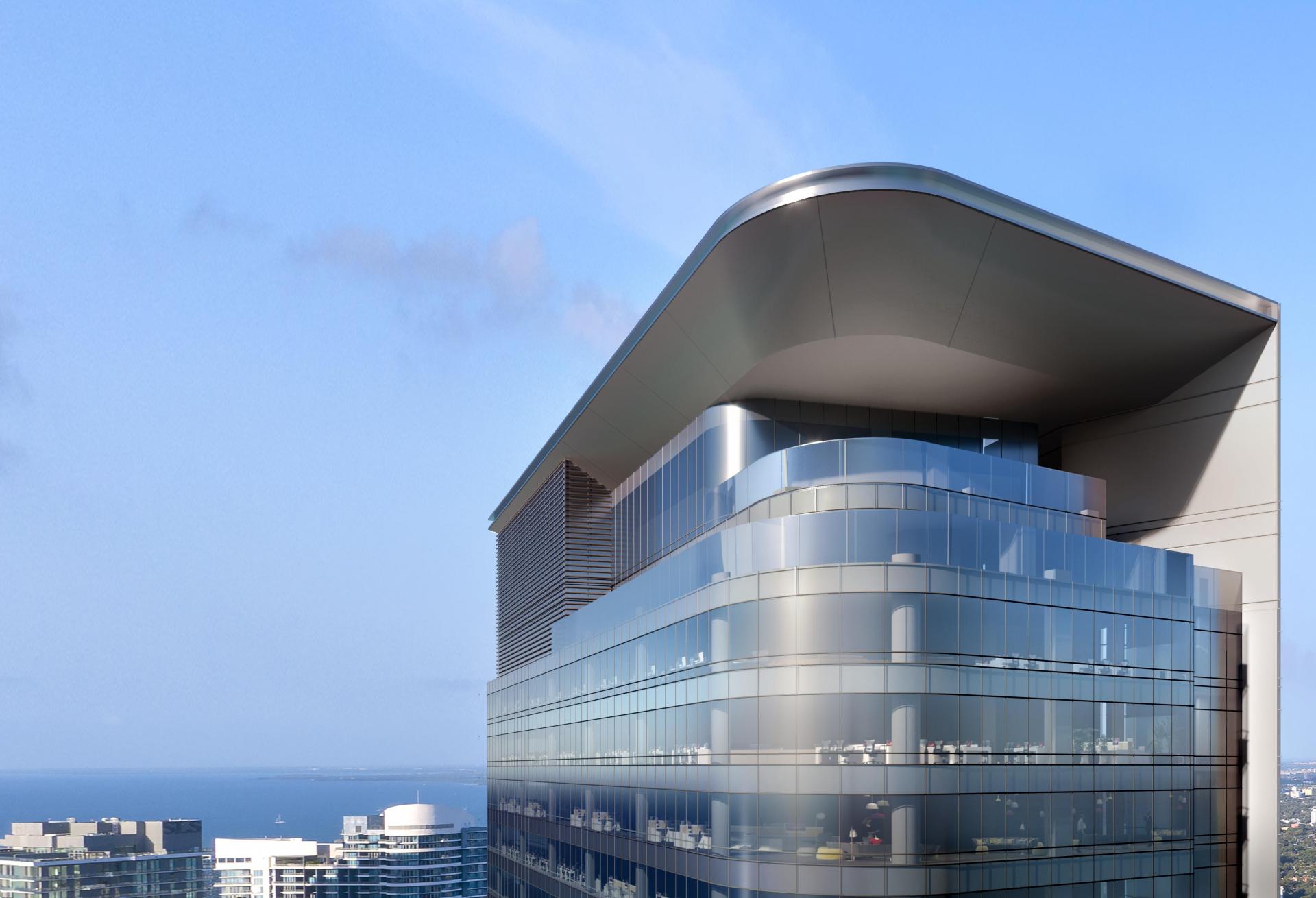 Aerial rendering of 830 Brickell.