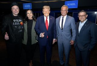 Elon Musk, Tulsi Gabbard, Donald Trump, Robert F. Kennedy Jr. and Mike Johnson attending a UFC fight in November, 2024.