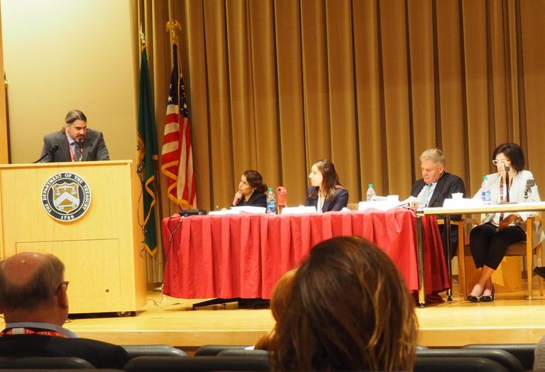 Tax lawyer Argyrios Saccopoulos testifies before the IRS and Department of Treasury at the second opportunity zone public hearing July 9, 2019