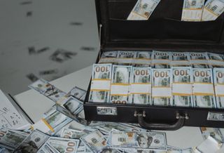A briefcase filled with hundred-dollar bills