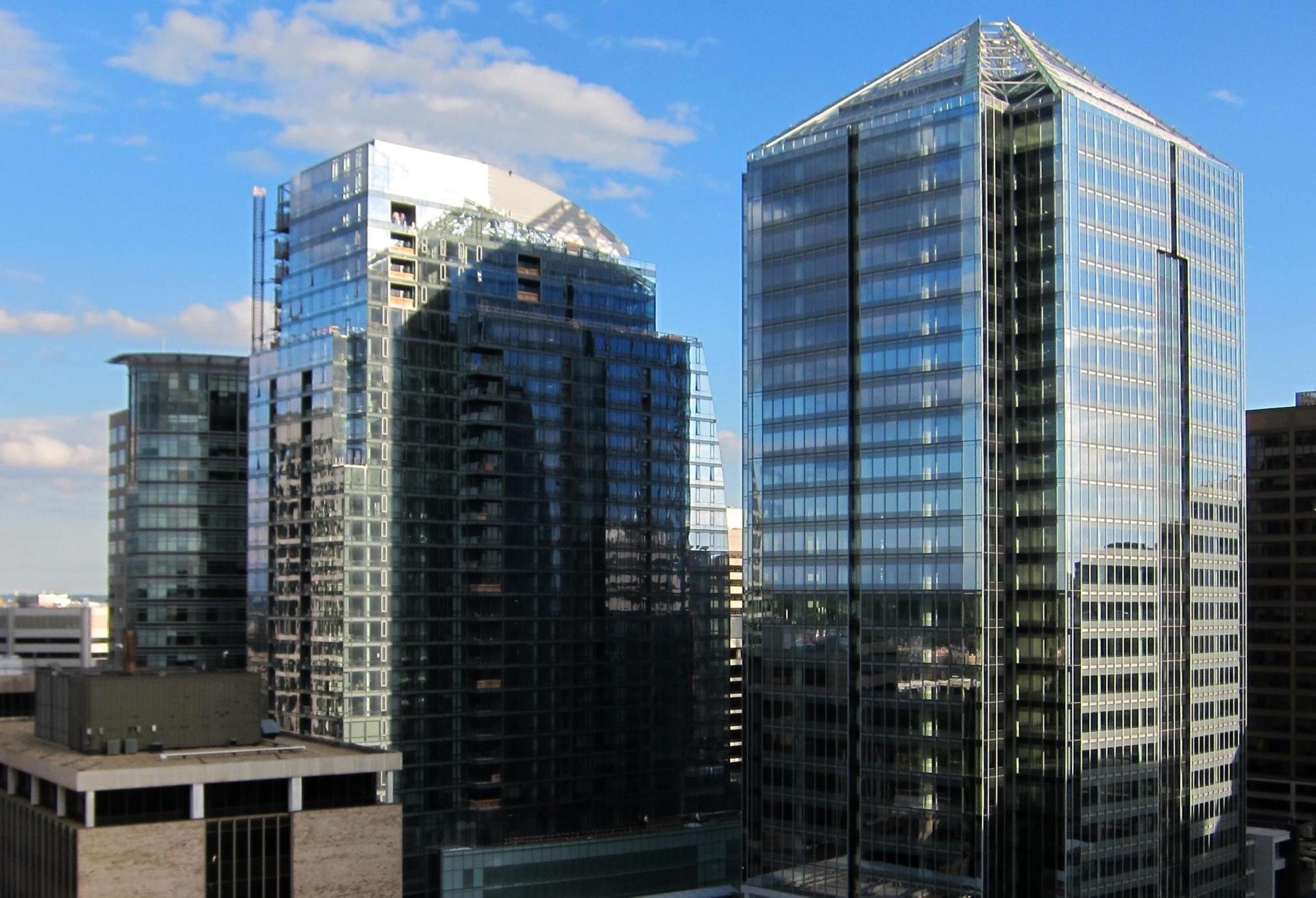 The office tower at 1812 North Moore (right) is home to Nestlé's U.S. headquarters. 