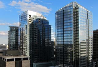 The office tower at 1812 North Moore (right) is home to Nestlé's U.S. headquarters. 