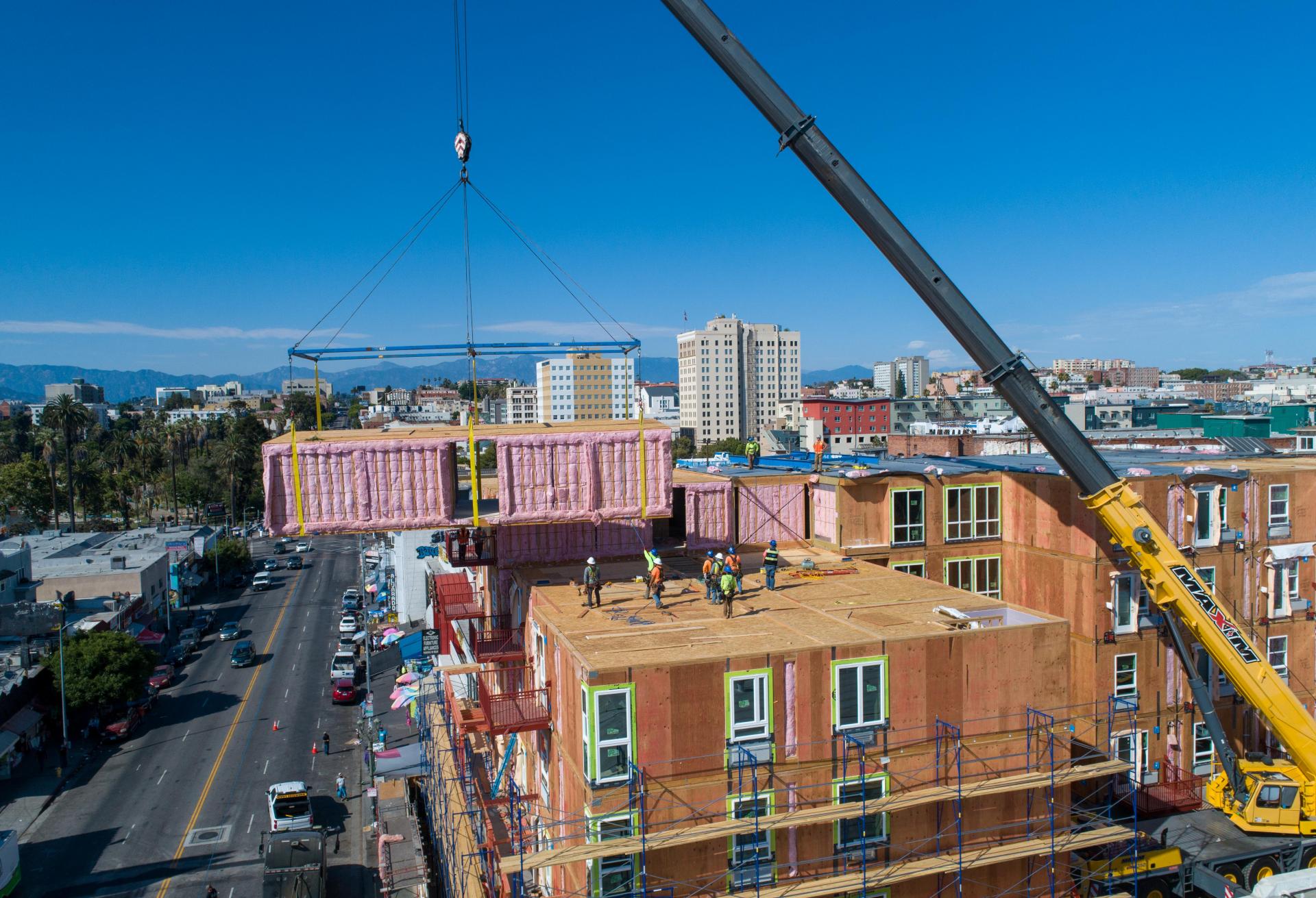 Ush's new 80-unit modular development at 740 South Alvarado St. in Los Angeles