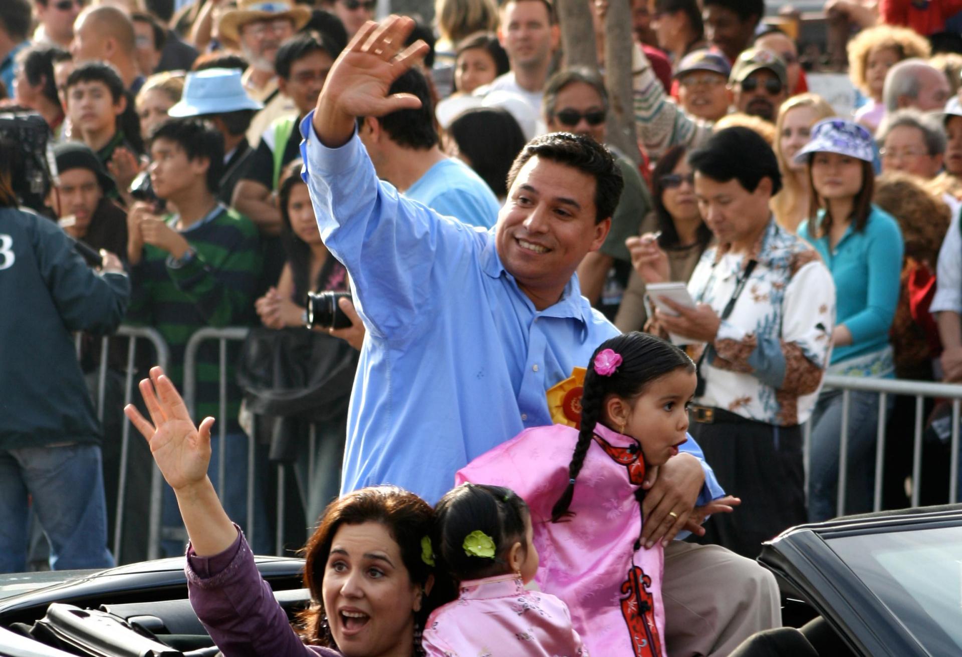 Los Angeles City Councilman Jose Huizar and his family during a 2006 Chinatown parade