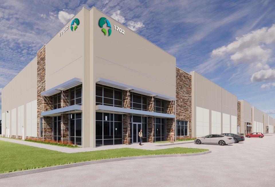 Rendering of the exterior of Prologis Port Crossing office.