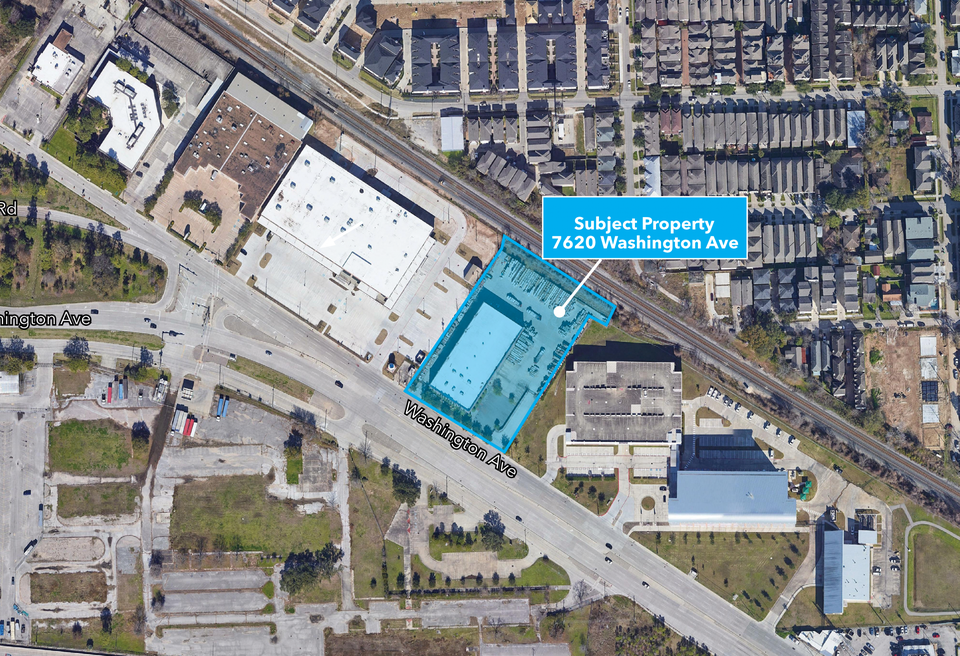 An aerial view of 7620 Washington Av. in Houston.