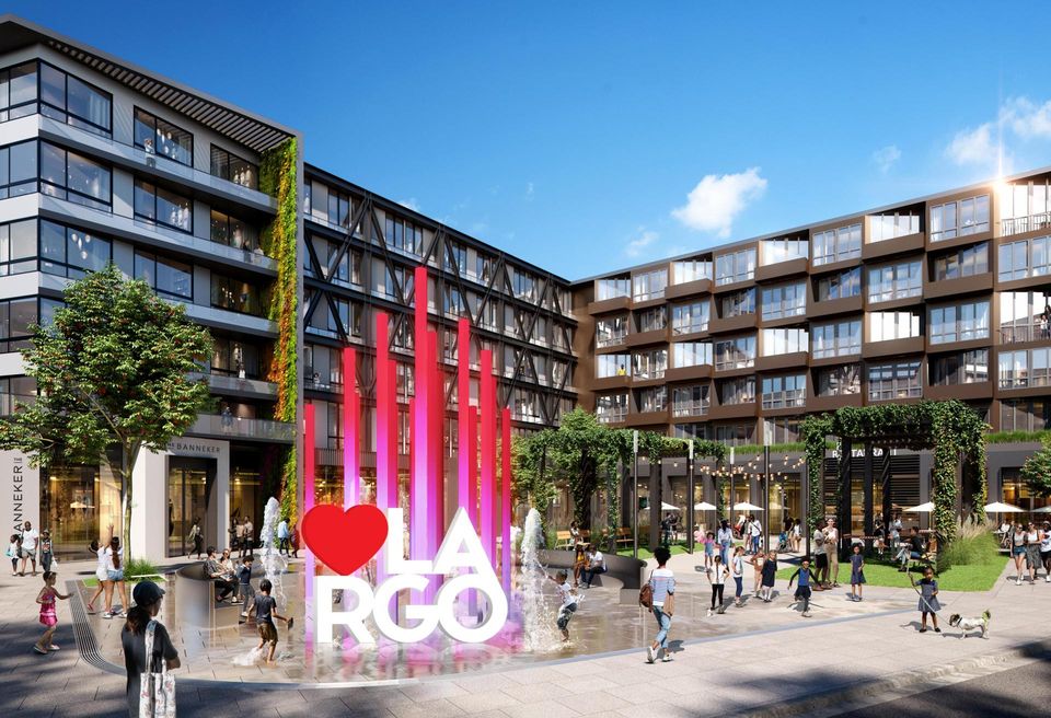 Rendering for Pavilion at Lottsford, a multi-phase residential and retail community planned by Banneker Ventures near the Downtown Largo Metro station