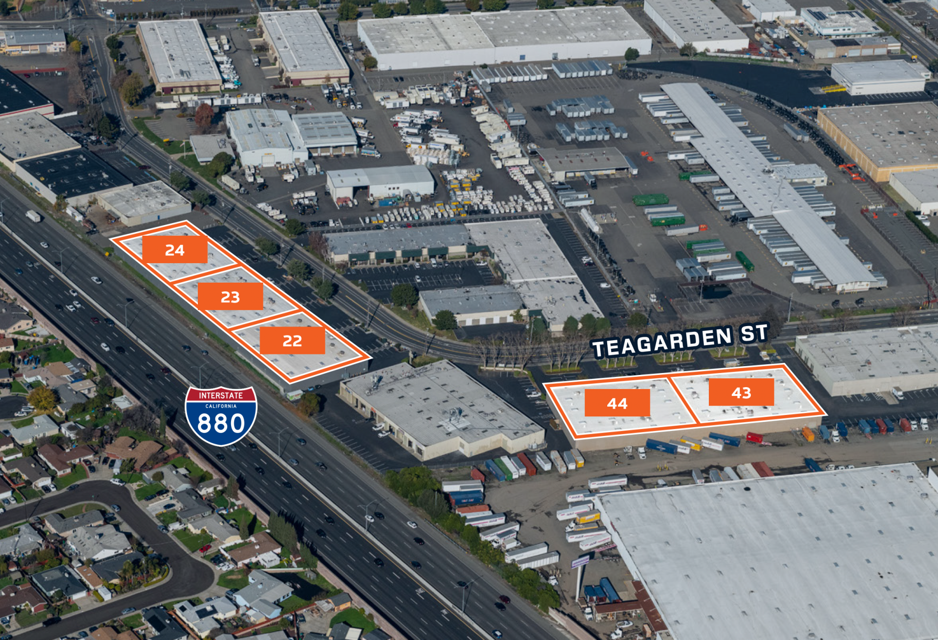 Aerial view of Teagarden Street 
