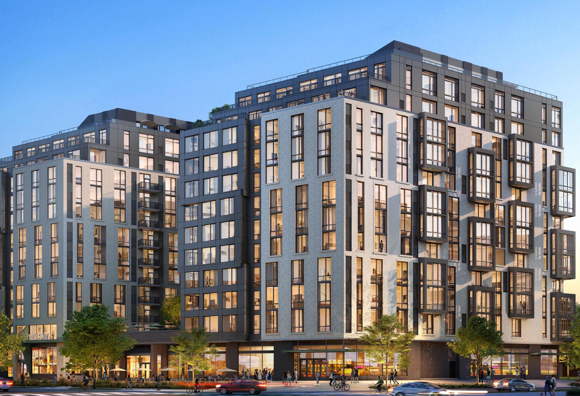 Rendering for The Vermeer, a 501-unit multifamily project in Buzzard Point