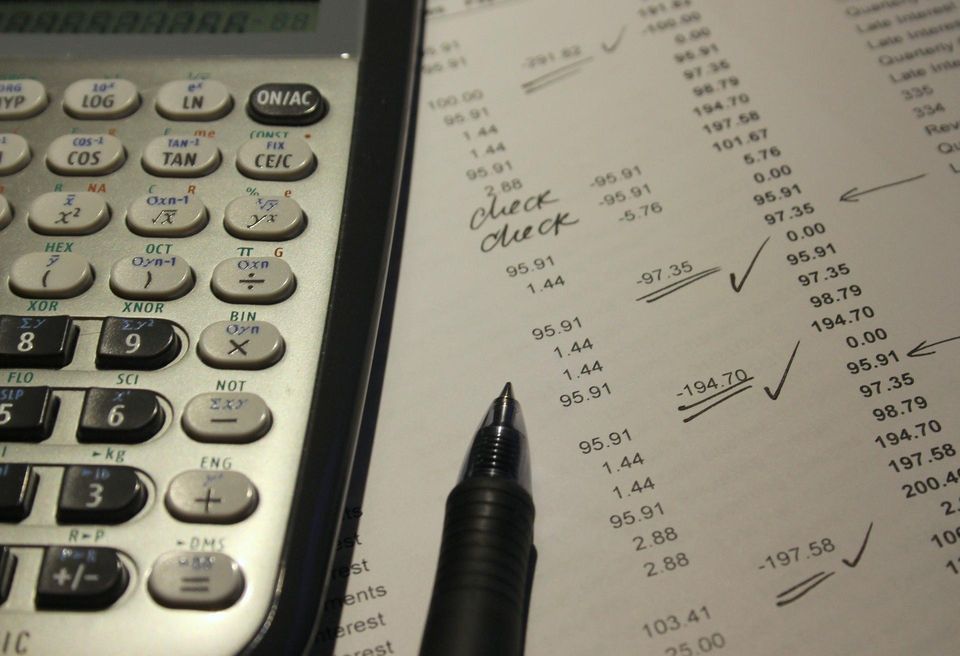 accounting calculator pen numbers balance sheet