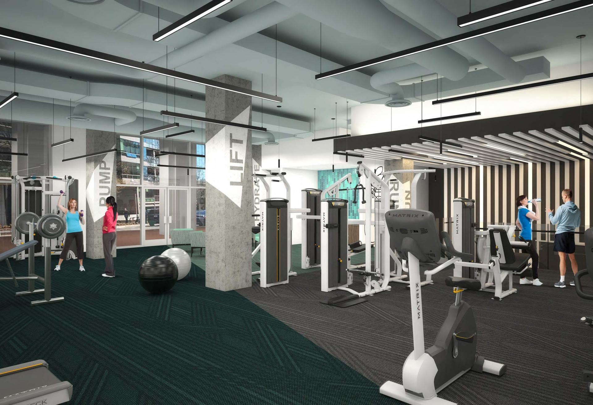 A rendering of the fitness center at 2445 M St.