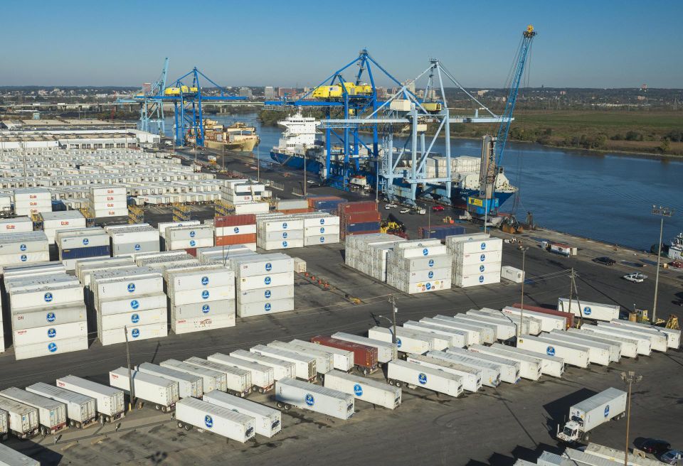 The Port of Wilmington, Delaware, at the confluence of the Delaware and Christina Rivers