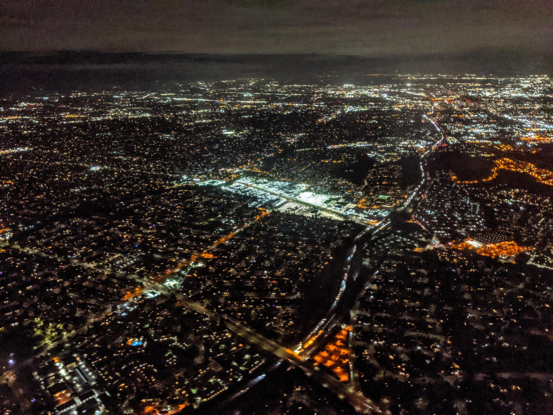 Aerial view of San Jose at night
