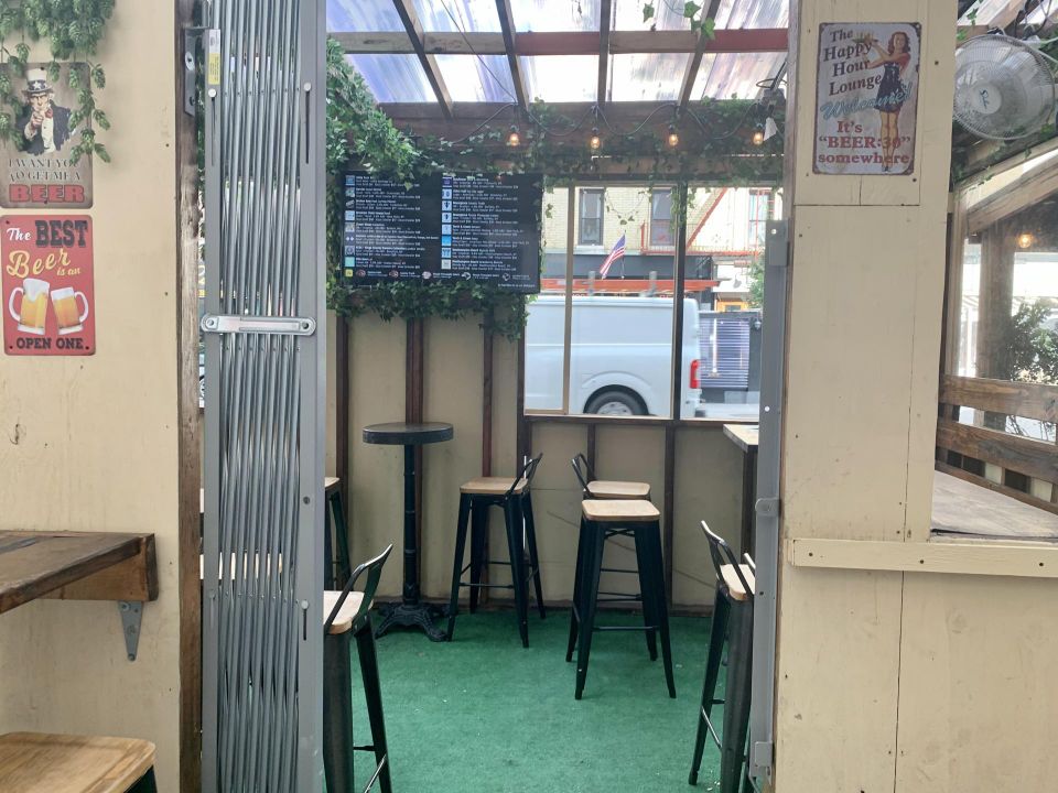 The interior of the outdoor dining structure at Craft + Carry's Murray Hill location, outdoor dining NYC, outdoor dining