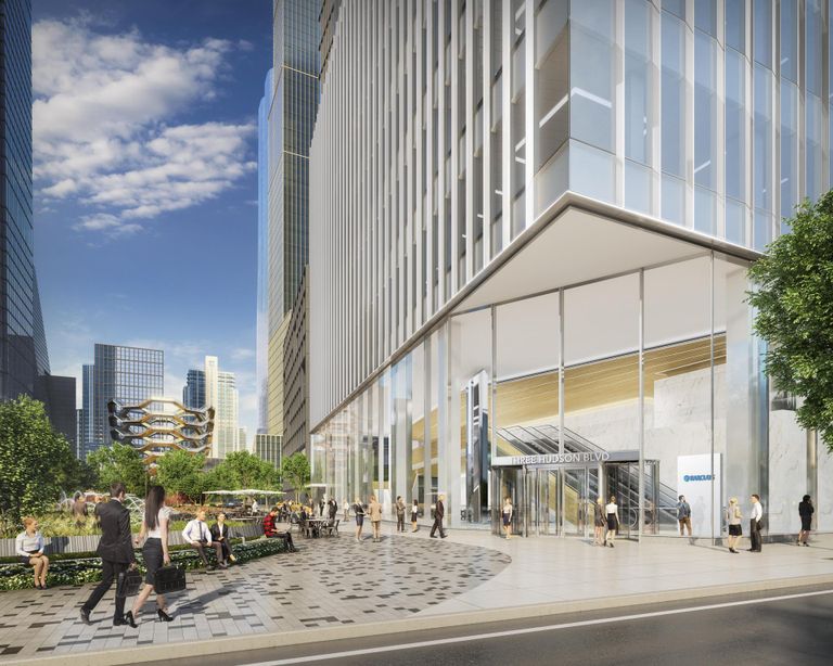 Main Entrance of 3 Hudson Boulevard at the doorstep of Bella Azbug Park with direct access to the 7 Line. 