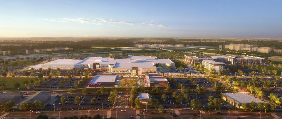 aerial rendering of RedBird mall development