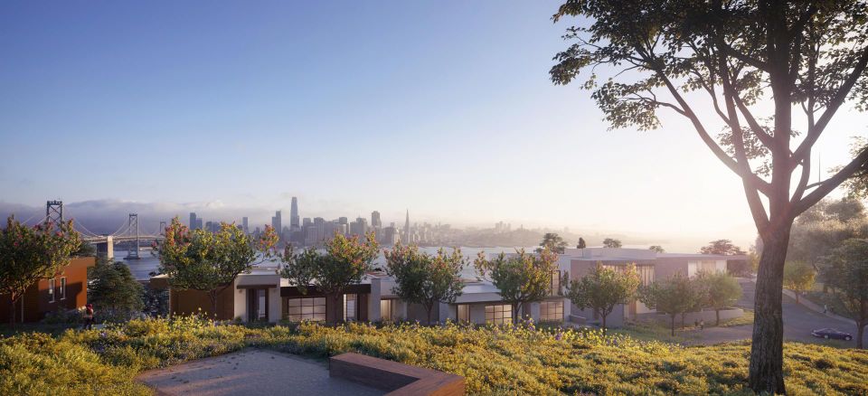 A rendering of Wilson Meany and Stockbridge's townhomes for Yerba Buena Island