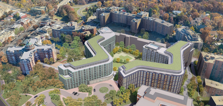 Overhead view of the proposed Wardman Park redevelopment.
