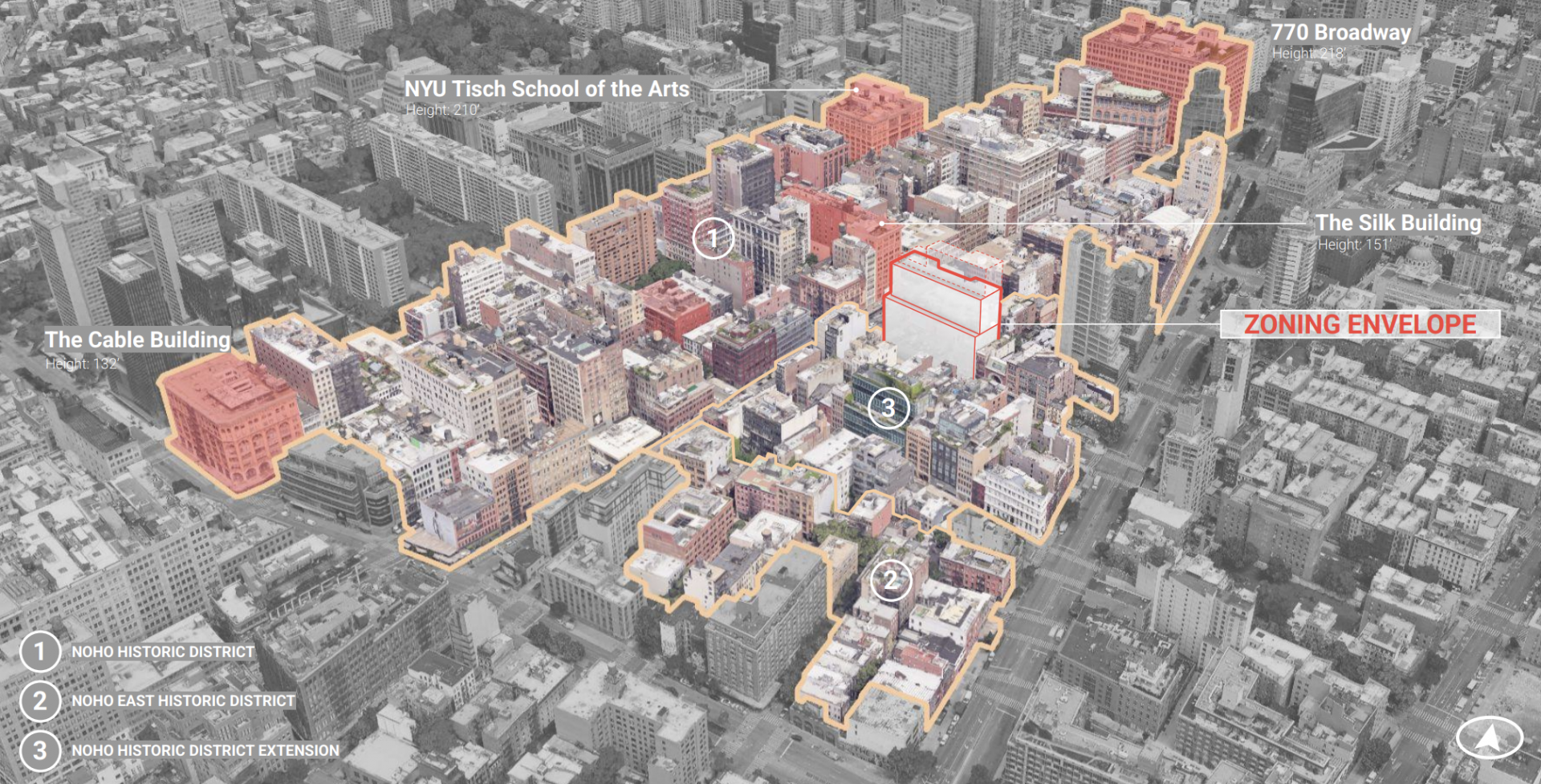 The proposed development at 375 Lafayette St. in relation to the rest of the NoHo historic district