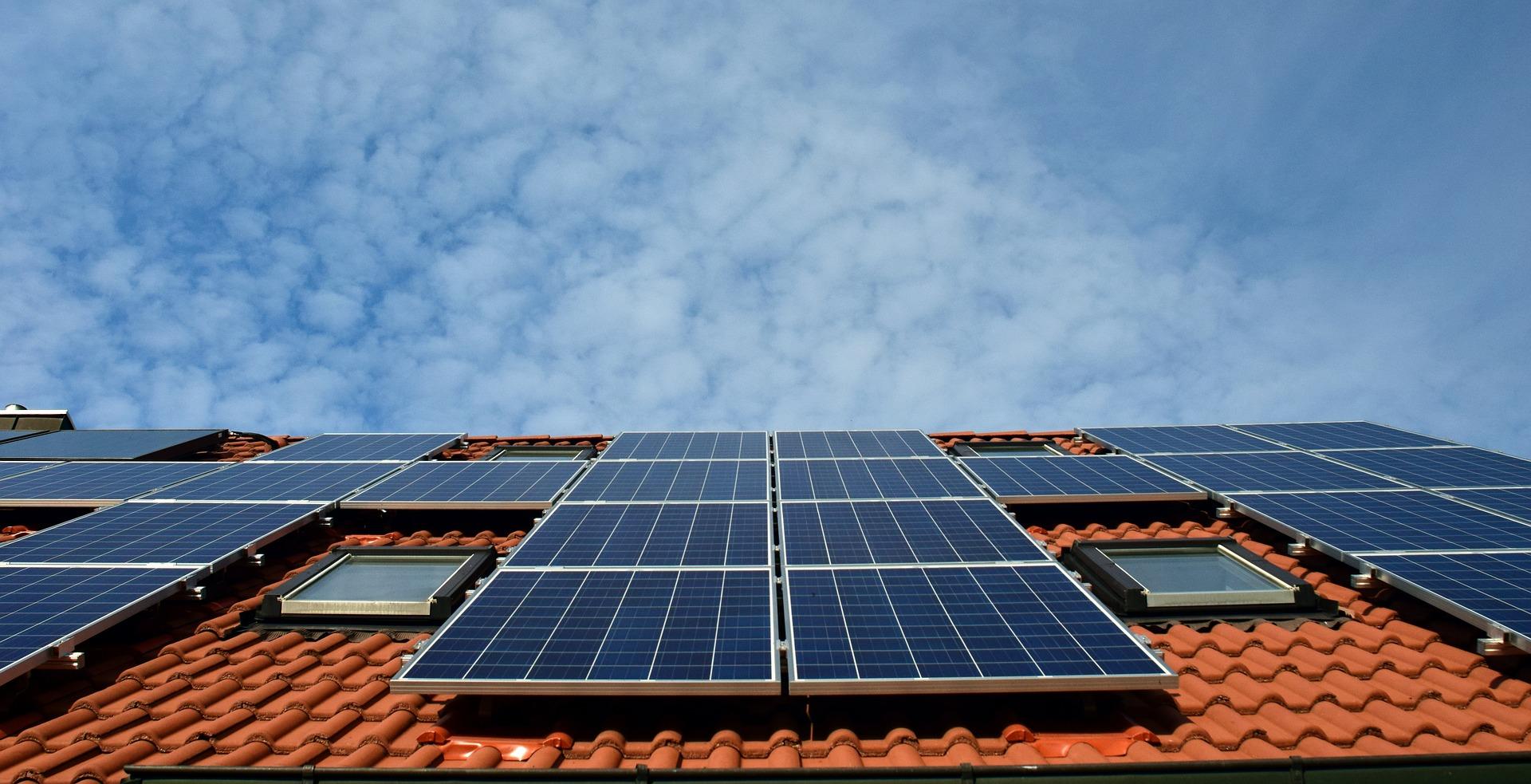 solar panels on roof.