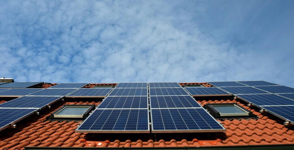 solar panels on roof.