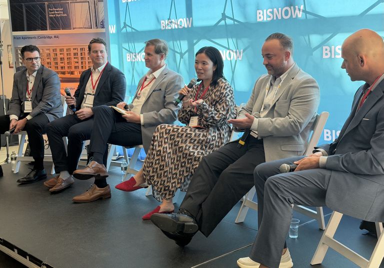 Vivmark Residential’s David Gillespie, Greystar’s Ryan Souls, McDermott, Quilty, Miller & Hanley’s Joe Hanley, Stantec Architecture’s Aeron Hodges, USI Insurance Services’ Chris Abboud and Callahan Construction’s Steve Callahan Jr.