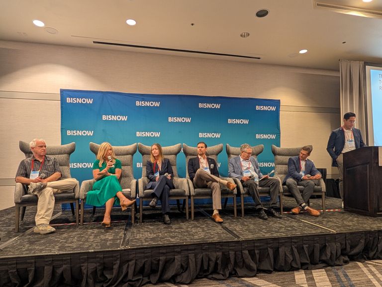 Colorado Energy Office’s Will Toor, Capitol Solutions’ Sandra Hagen Solin, Tri-State Generation and Transmission Association’s Lisa Tiffin, H5 Data Centers’ David Dunn, Colorado Public Utilities’ Eric Blank, Rowan Digital Infrastructure’s Kevin Mammel and Greenberg Traurig’s Shawn Ronda  at Bisnow’s DICE Rockies event in Denver.