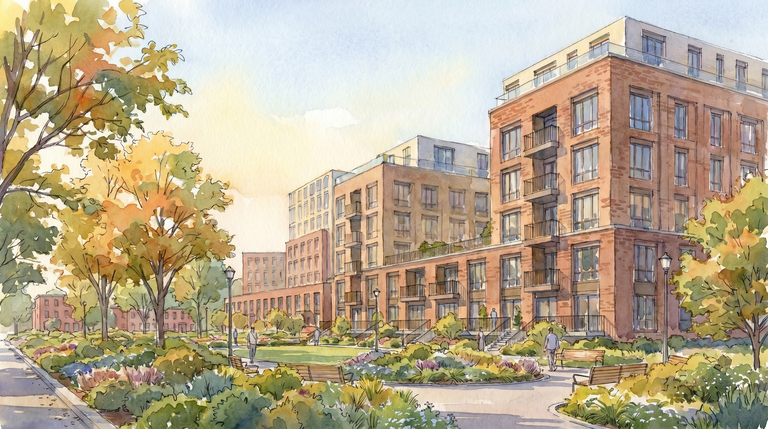 Rendering of RFK campus height transitions