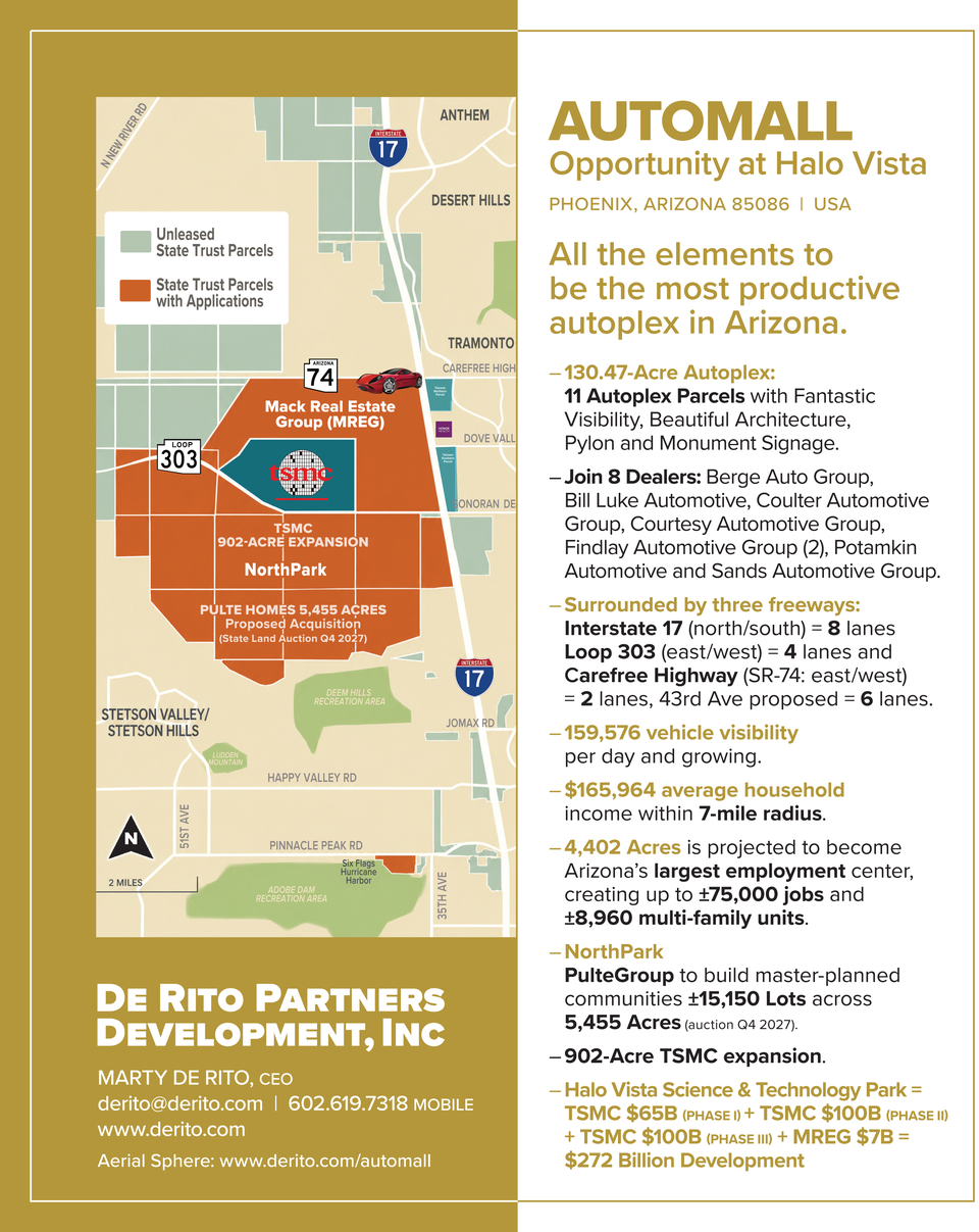De Rito Partners Closes on 130 Acres for an 11-Dealership Automall at Halo Vista