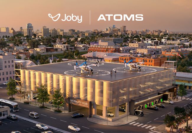 A rendering of Joby Aviation and Atoms' vertiport