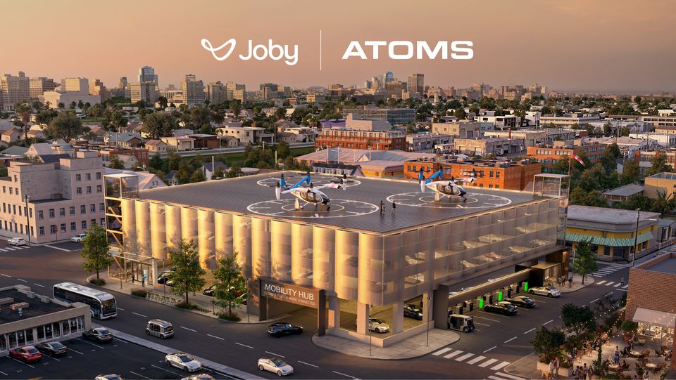 A rendering of Joby Aviation and Atoms' vertiport