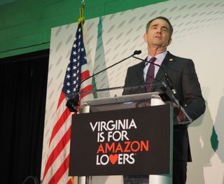 Virginia Gov. Ralph Northam speaks at the announcement for Amazon's headquarters in Arlington, Nov. 13, 2018.
