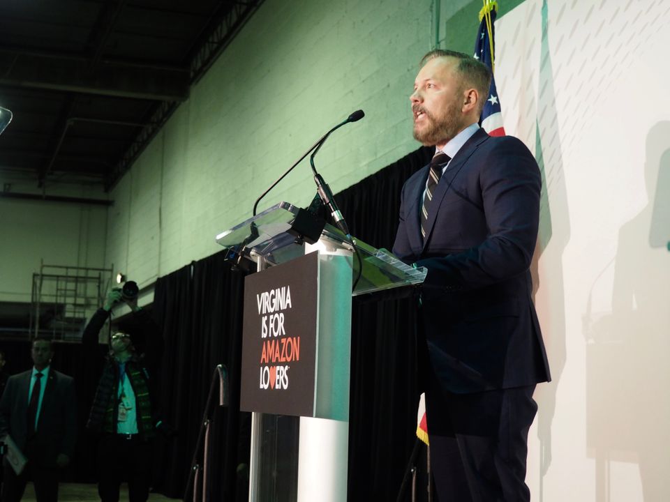Amazon Vice President of Public Policy Brian Huseman at the Nov. 13 HQ2 announcement in Crystal City