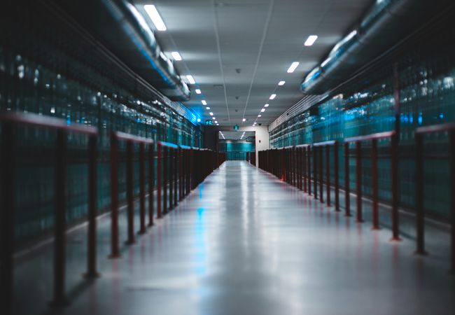 Interior of a data center.