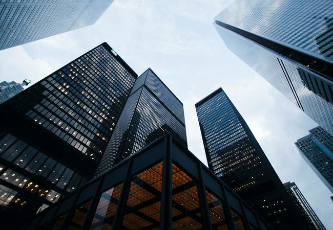 Low angle view of high-rise buildings during daytime.