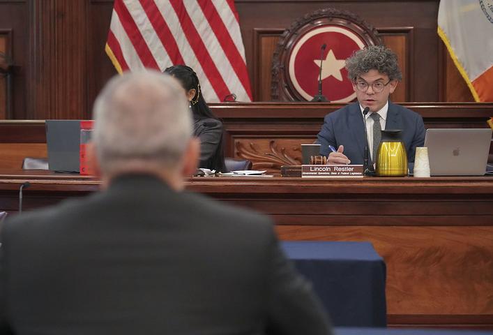 Council Member Lincoln Restler questioning  Department of Citywide Administrative Services Commissioner Louis Molina at Tuesday morning's oversight hearing. 