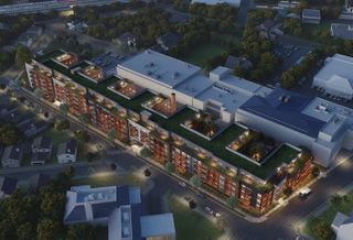 A rendering of the 354-unit multifamily project planned at 6830 and 6896 Laurel St. NW. 