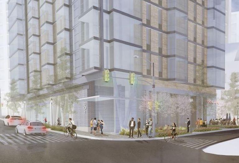A street-level rendering of the project planned at 301 Florida Ave. NE. 