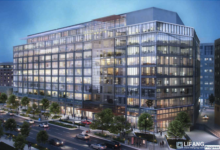 A rendering of the redevelopment planned for 20 Massachusetts Ave. NW. 