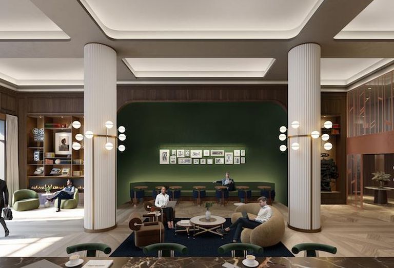A rendering of the board room at downtown office building The Herald. 