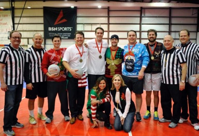 Cushman & Wakefield’s annual Ugly Sweater Dodgeball Tournament combines the best aspects of the holidays: a giving heart, a competitive spirit and some tacky Christmas sweaters. By charging each participant to bring a new toy benefiting Toys for Tots, teams compete in a double elimination tournament to determine the winner. Here are the tournament’s organizers Cushman’s Shannnon Johnston and Emily Hoffman (below) with this year’s winning team, Lee & Associates. 