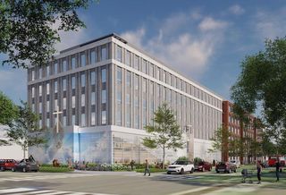 A rendering of Foulger-Pratt's project at 60 Eye St. SW, featuring 197 apartments and a ground-floor church. 