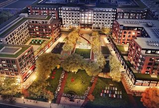 A rendering of the Parks at Walter Reed development, with The Hartley in the center. 