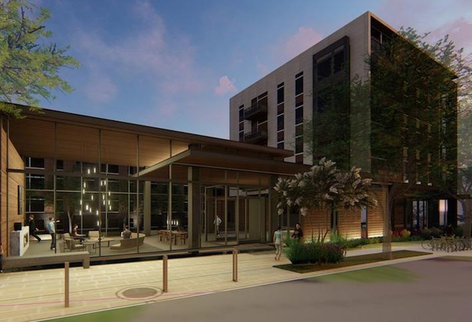 A rendering of the Brentford apartment building at the Mile development in Tysons