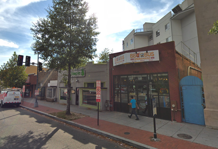The retail strip at 5816-5830 Georgia Ave. NW where Petra plans an affordable housing project