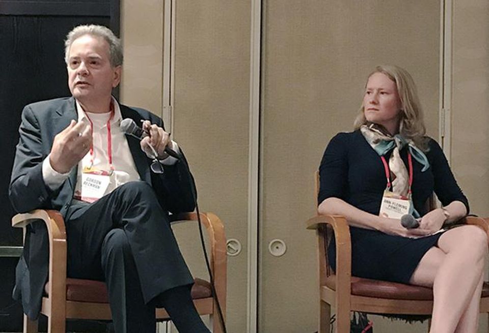 John Portman & Associates Design Director Gordon Beckman and Trinity Partners Director of Office Tenant Representation Ann-Fleming Powell at Bisnow's Charlotte Office Development conference September 2017