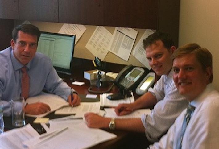 John Kevill, Dean Sands and Brad Allen, photographed in 2014 while at Eastdil Secured. 