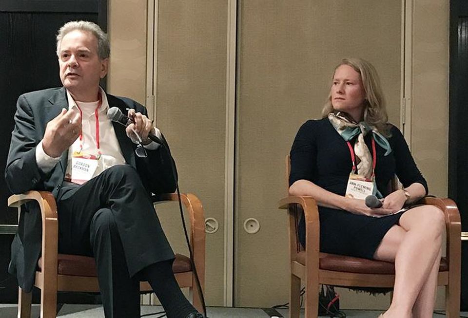 John Portman & Associates Design Director Gordon Beckman and Trinity Partners Director of Office Tenant Representation Ann-Fleming Powell at Bisnow's Charlotte Office Development conference September 2017