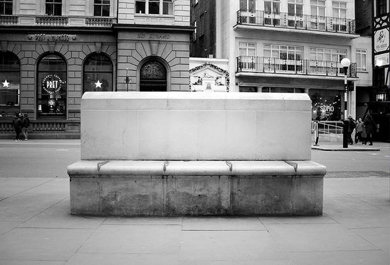Bench with spikes at the Royal Courts of Justice in London 